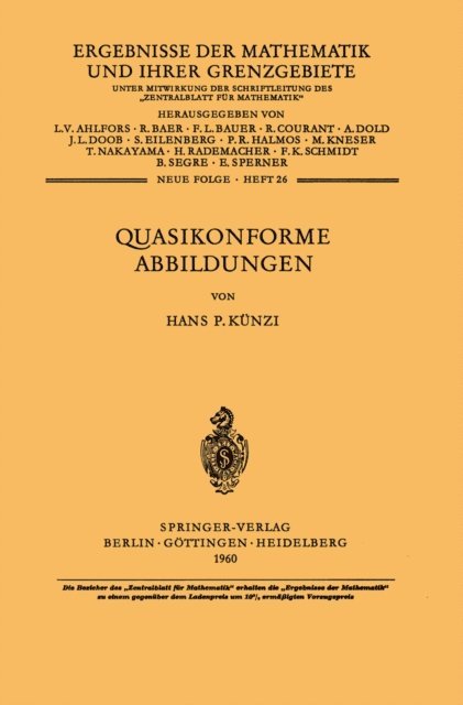 H.P. Kunzi - Quasikonforme Abbildungen, E-bok
