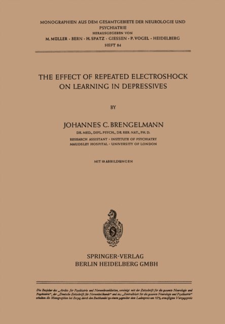 J.C. Brengelmann - Effect of Repeated Electroshock on Learning in Depressives, E-bok