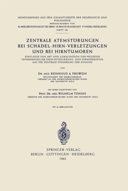 R. A. Frowein - Zentrale Atemstörungen bei Schädel-Hirn-Verletzungen und bei Hirntumoren, E-bok