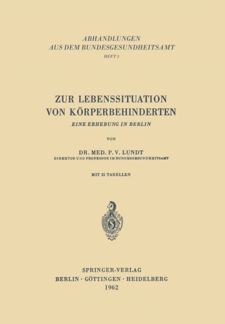 P.V. Lundt - Zur Lebenssituation von Körperbehinderten, E-bok