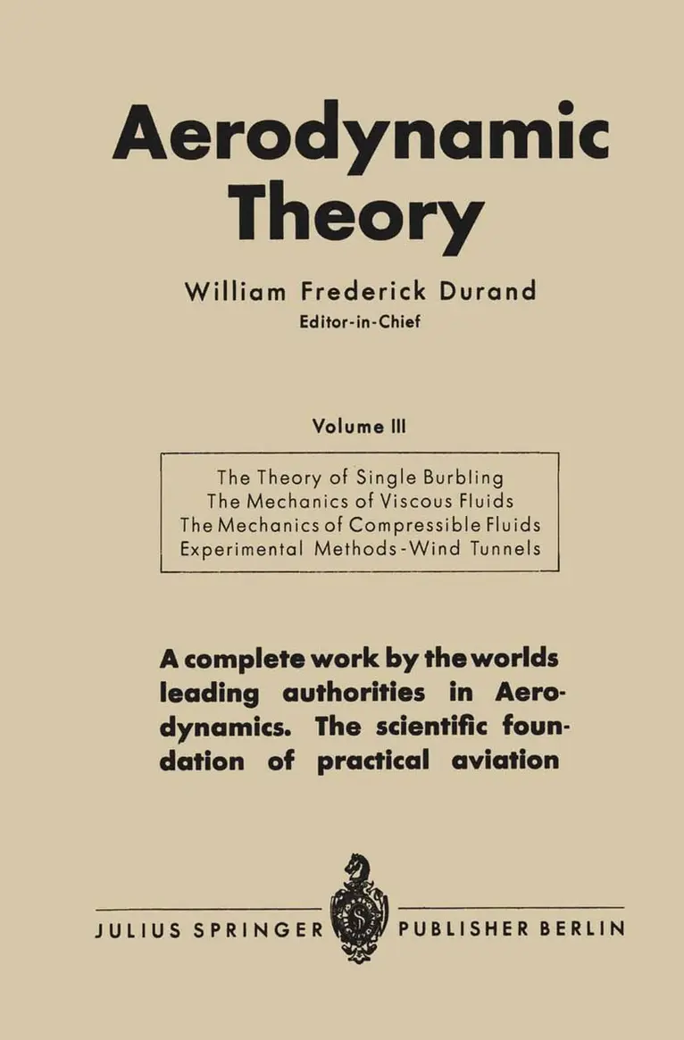 William Frederick Durand - Aerodynamic Theory, Häftad. Tillgänglighet: Lägg i varukorg