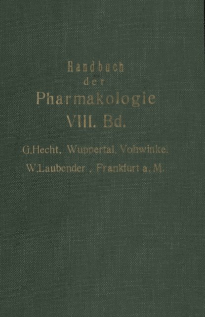 Handbuch der Experimentellen Pharmakologie