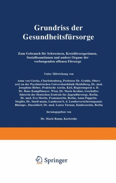 NA Hober, NA Gierke, M. Baum - Grundriss der Gesundheitsfürsorge, E-bok