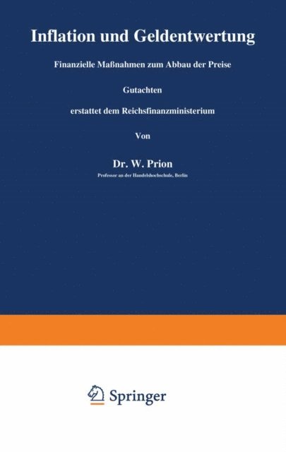 W. Prion - Inflation und Geldentwertung, E-bok