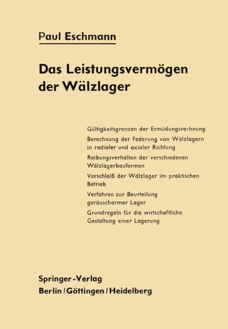 Paul Eschmann - Das Leistungsvermögen der Wälzlager, E-bok