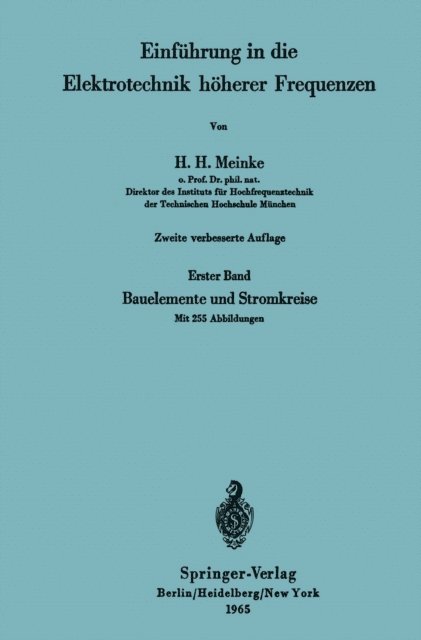 Hans H. Meinke - Einführung in die Elektrotechnik höherer Frequenzen, E-bok
