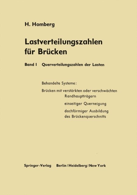 Hellmut Homberg - Lastverteilungszahlen für Brücken, E-bok