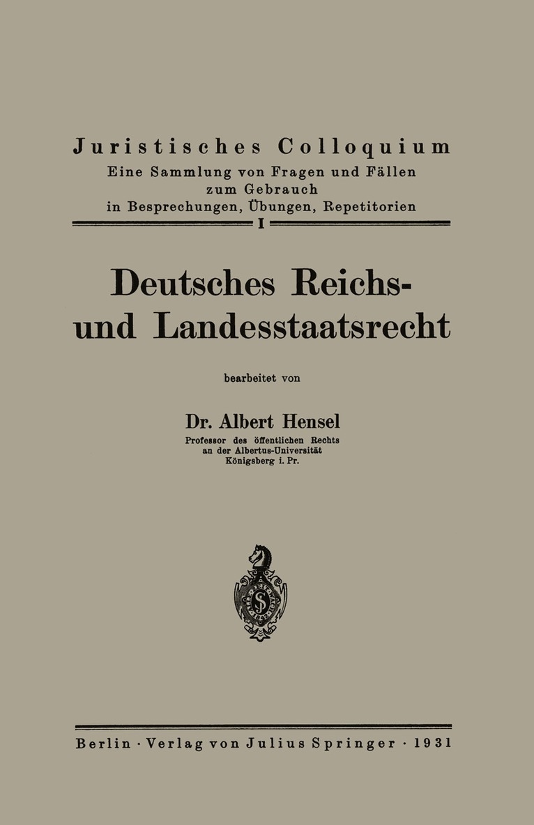 Albert Hensel - Deutsches Reichs- und Landesstaatsrecht, Häftad