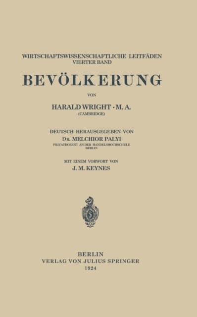 J. M. Keynes, Melchior Palyi, Harald Wright - Bevölkerung, E-bok