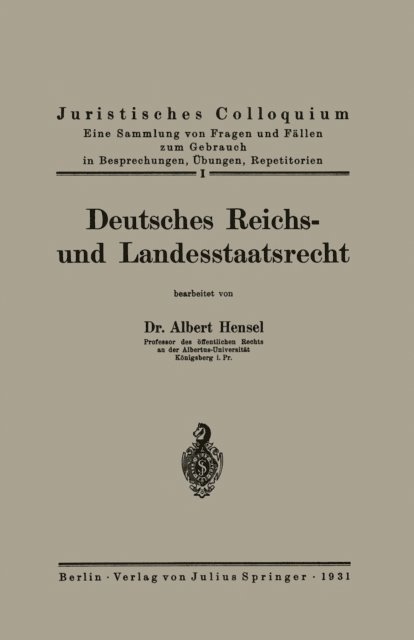 Albert Hensel - Deutsches Reichs- und Landesstaatsrecht, E-bok
