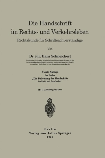 Hans Schneickert - Die Handschrift im Rechts- und Verkehrsleben, E-bok