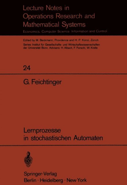 Gustav Feichtinger - Lernprozesse in stochastischen Automaten, E-bok