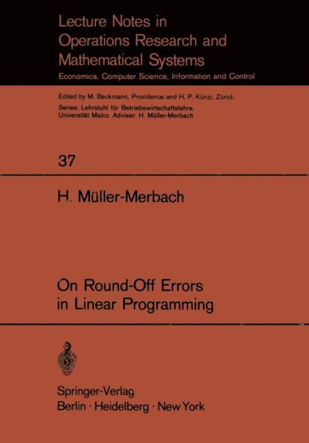 H. Muller-Merbach - On Round-Off Errors in Linear Programming, E-bok