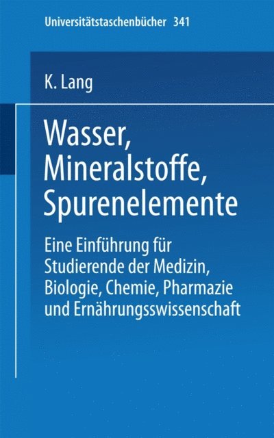 K. Lang - Wasser, Mineralstoffe, Spurenelemente, E-bok