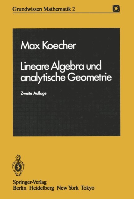 Max Koecher - Lineare Algebra und analytische Geometrie, E-bok