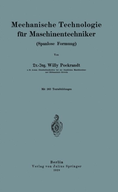 Willy Pockrandt - Mechanische Technologie für Maschinentechniker, E-bok