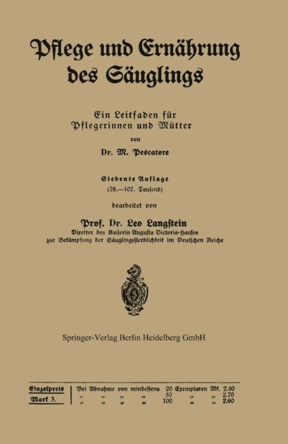 Leo Langstein, M. Pescatore - Pflege und Ernährung des Säuglings, E-bok