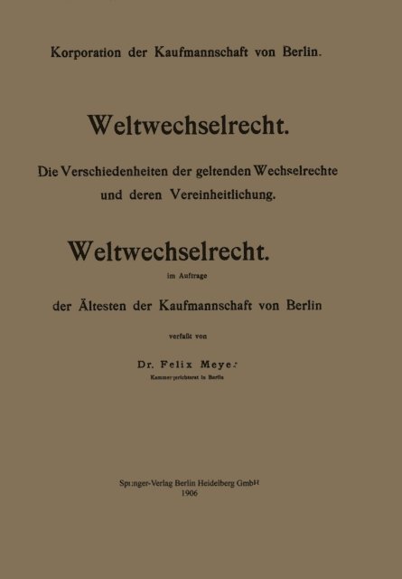 Felix Meyer - Weltwechselrecht, E-bok