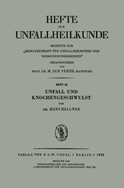 H. Hellner - Unfall und Knochengeschwulst, E-bok