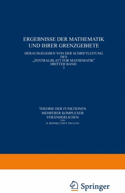 P. Thullen, H. Behnke - Theorie der Funktionen mehrerer komplexer Veränderlichen, E-bok