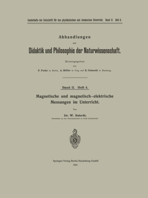 W. Bahrdt - Magnetische und magnetisch-elektrische Messungen im Unterricht, E-bok
