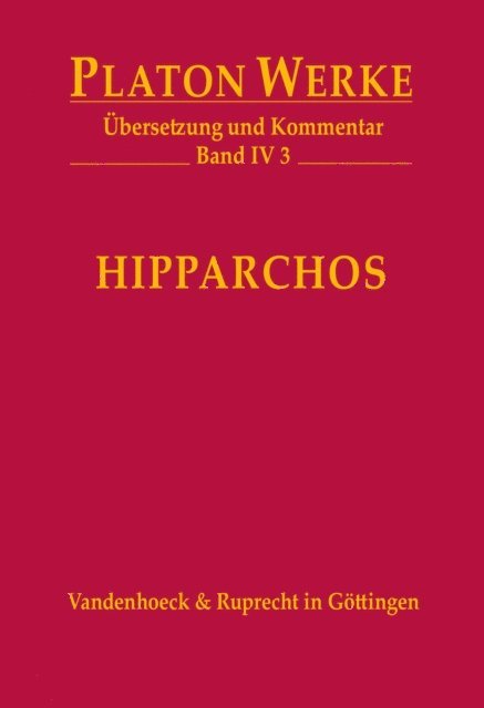 Charlotte Schubert, Platon, Charlotte Schubert - Hipparchos, E-bok