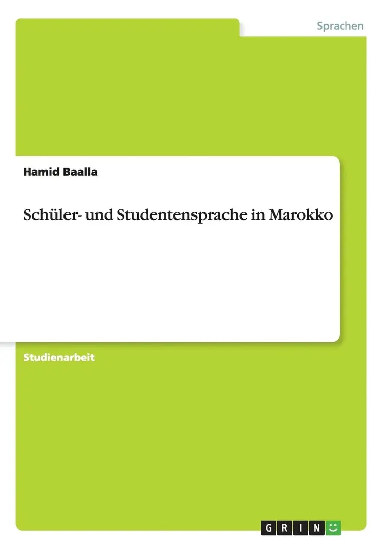 Hamid Baalla - Schüler- und Studentensprache in Marokko, Häftad. Tillgänglighet: Lägg i varukorg