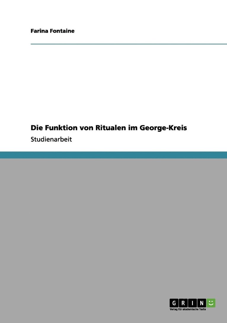 Farina Fontaine - Funktion von Ritualen im George-Kreis, Häftad. Tillgänglighet: Lägg i varukorg