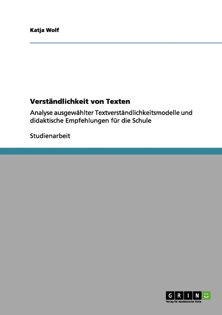 Katja Wolf - Verständlichkeit von Texten, Häftad