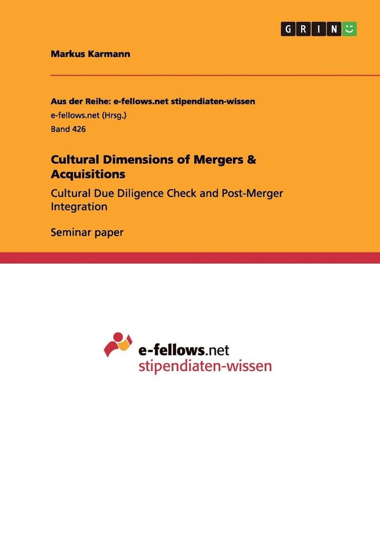 Markus Karmann - Cultural Dimensions of Mergers & Acquisitions, Häftad