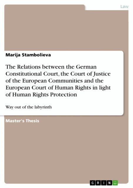 Marija Stambolieva - Relations between the German Constitutional Court, the Court of Justice of the European Communities and the European Court of Human Rights in light of Human Rights Protection, E-bok