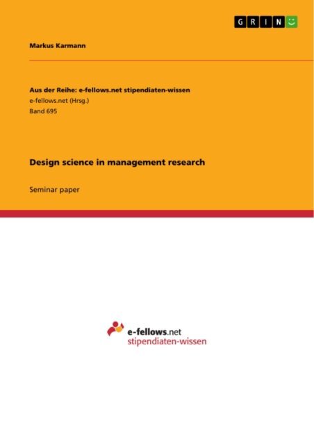 Markus Karmann - Design science in management research, E-bok