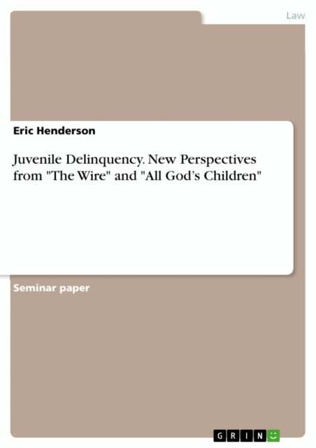 Eric Henderson - Juvenile Delinquency. New Perspectives from &quote;The Wire&quote; and &quote;All God's Children&quote;, E-bok