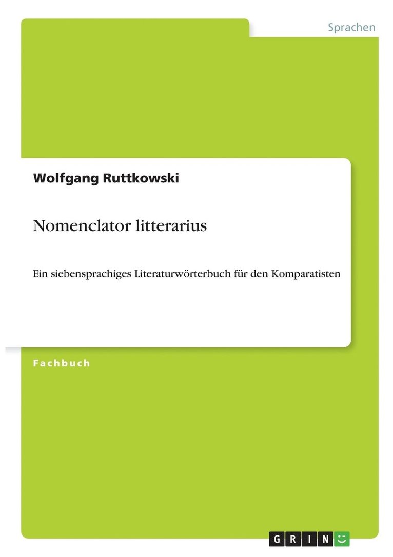 Wolfgang Ruttkowski - Nomenclator litterarius, Häftad