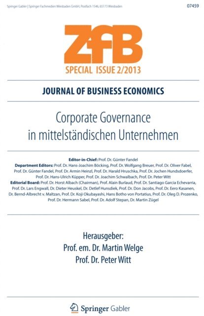 Peter Witt, Martin Welge - Corporate Governance in mittelständischen Unternehmen, E-bok