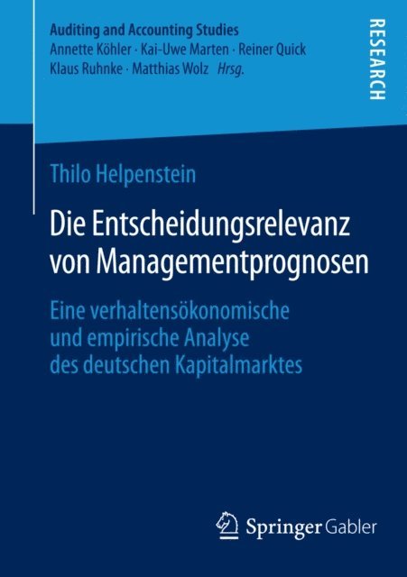 Thilo Helpenstein - Die Entscheidungsrelevanz von Managementprognosen, E-bok