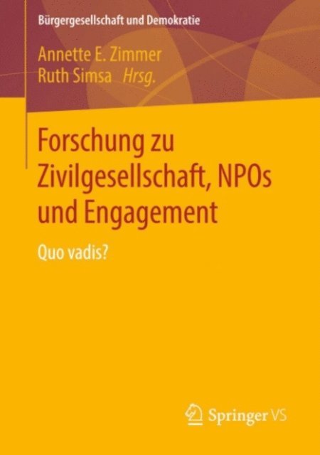 Ruth Simsa, Annette E. Zimmer - Forschung zu Zivilgesellschaft, NPOs und Engagement, E-bok