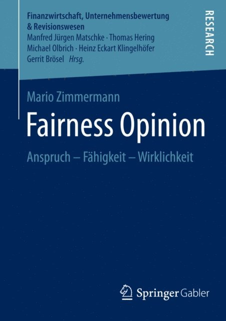 Mario Zimmermann - Fairness Opinion, E-bok