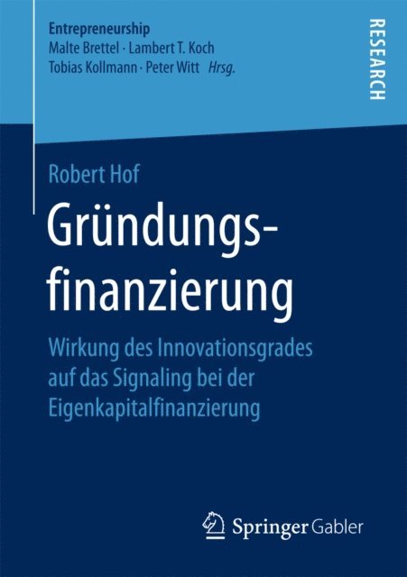 Robert Hof - Gründungsfinanzierung, E-bok