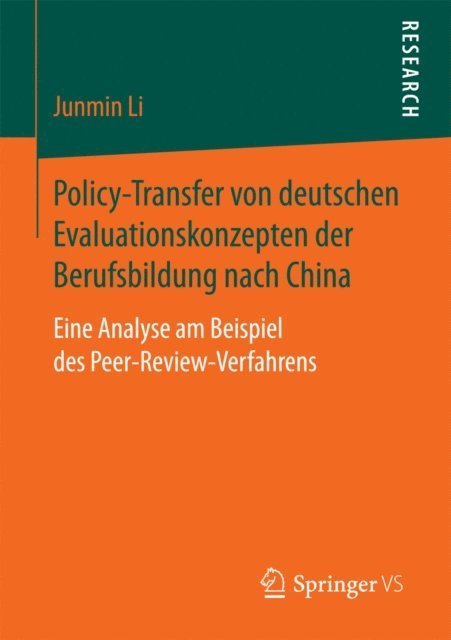 Junmin Li - Policy-Transfer von deutschen Evaluationskonzepten der Berufsbildung nach China, E-bok