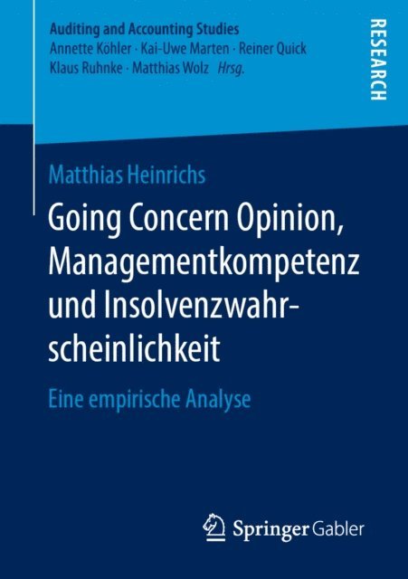Matthias Heinrichs - Going Concern Opinion, Managementkompetenz und Insolvenzwahrscheinlichkeit, E-bok