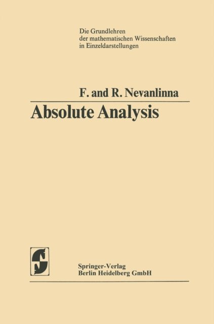 Rolf Nevanlinna, Frithjof Nevanlinna - Absolute Analysis, E-bok