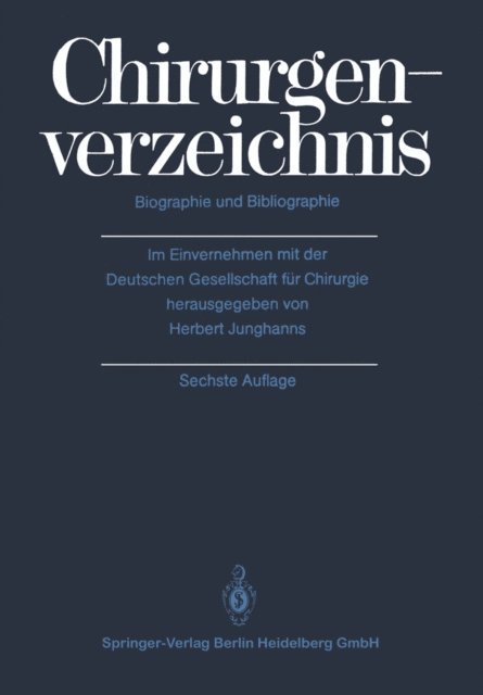 H. Junghanns - Chirurgenverzeichnis, E-bok