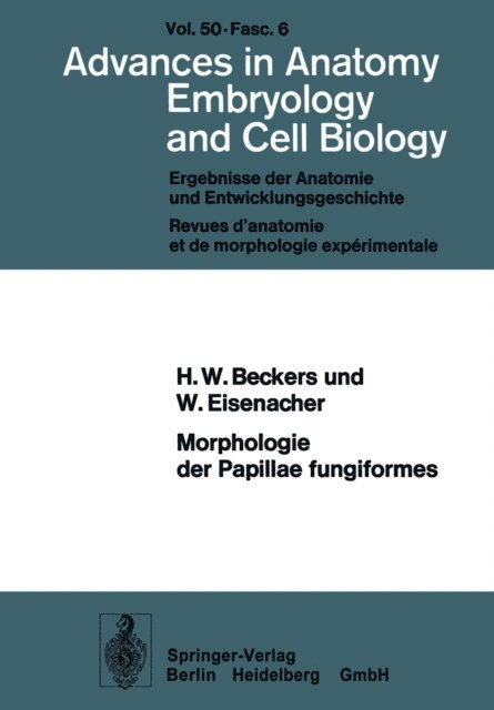 W. Eisenacher, H.W. Beckers - Morphologie der Papillae fungiformes, E-bok