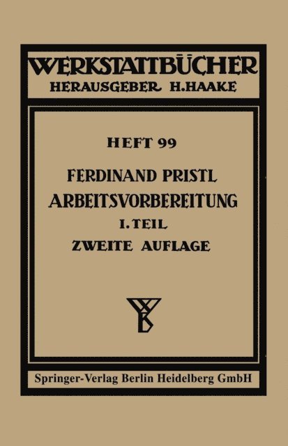 F. Pristl - Arbeitsvorbereitung, E-bok