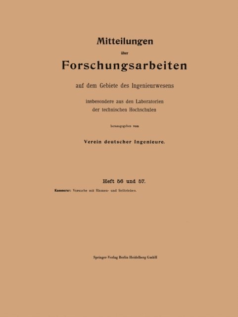 Otto Kammerer - Versuche mit Riemen- und Seiltrieben, E-bok