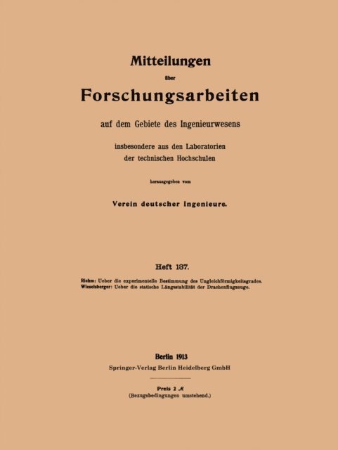 Carl Wieselsberger, Wilhelm Riehm - Mitteilungen über Forschungsarbeiten auf dem Gebiete des Ingenieurwesens, E-bok