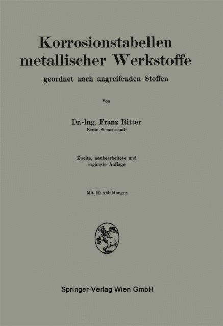 Franz Ritter - Korrosionstabellen metallischer Werkstoffe, E-bok