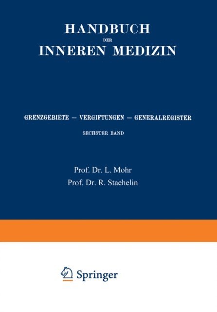Rudolf Staehelin, Leo Mohr, L. Bach-Marburg - Grenzgebiete, Vergiftungen, Generalregister, E-bok