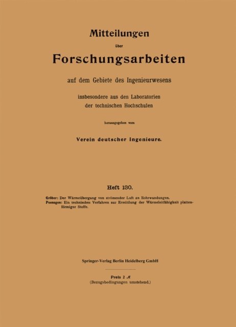 Richard Poensgen, Heinrich Grober - Mitteilungen über Forschungsarbeiten auf dem Gebiete des Ingenieurwesens, E-bok